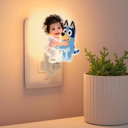 Sweet Dreams - Personalized Blue Dog Acrylic Plug-In Night Light