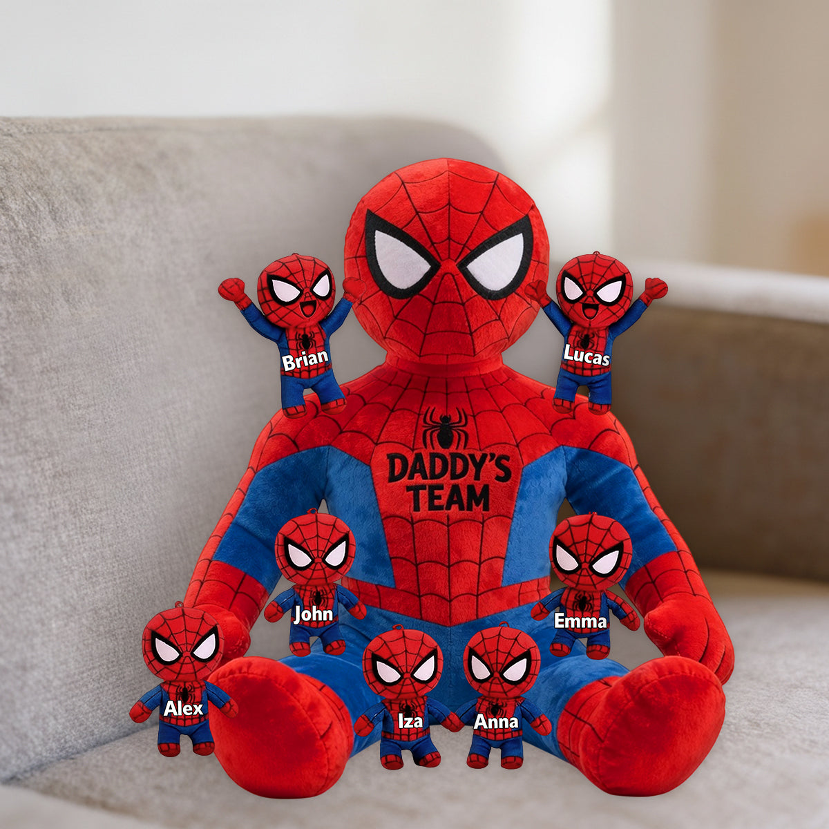 Daddy's Team - Personalized Spider Premium Faux Fur Pillow