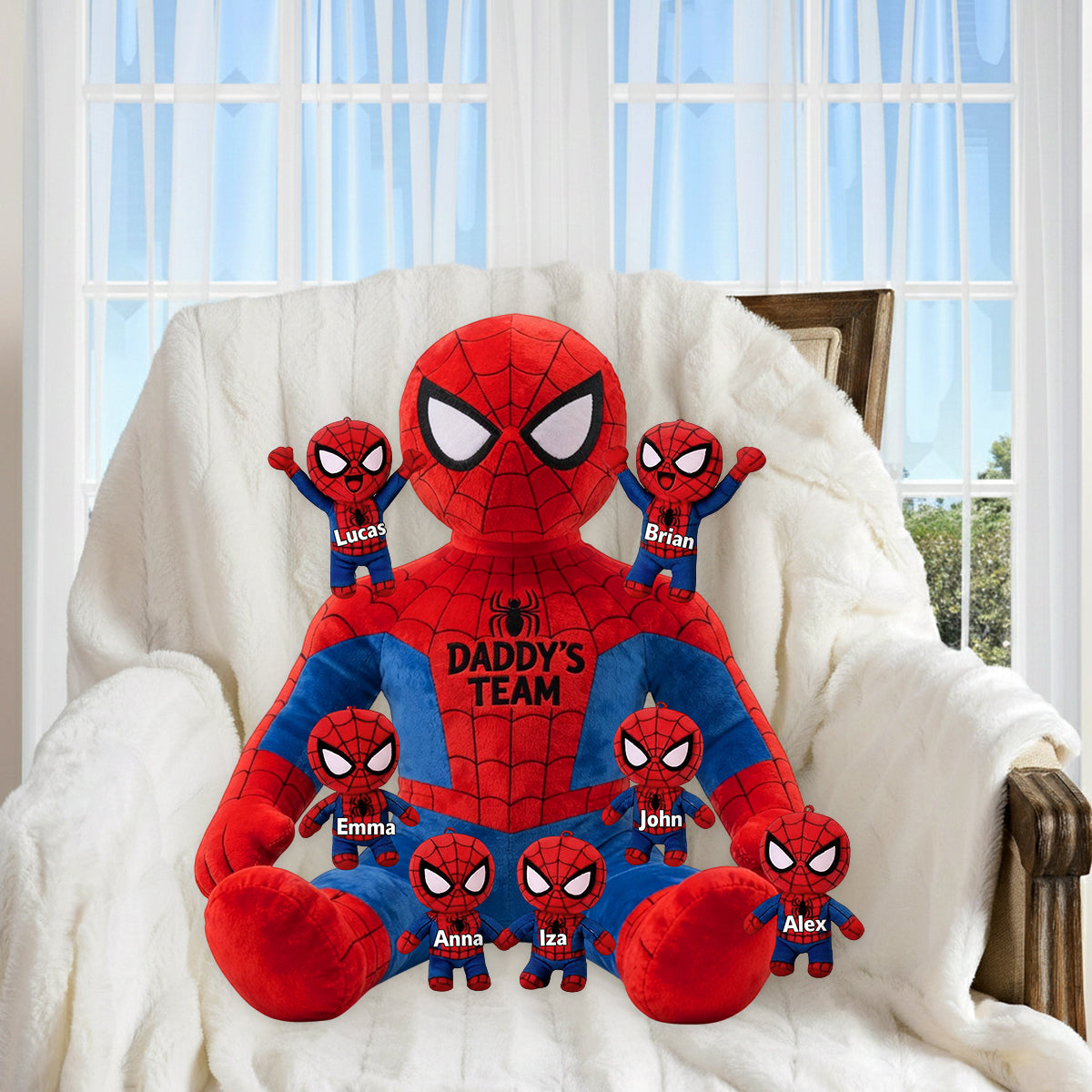 Daddy's Team - Personalized Spider Premium Faux Fur Pillow