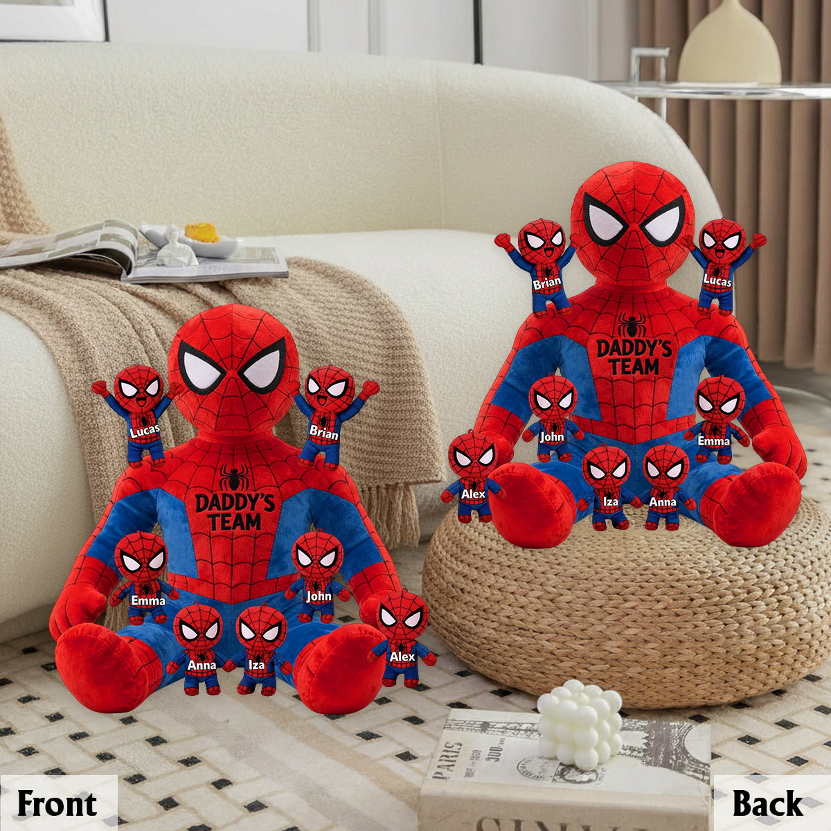 Daddy's Team - Personalized Spider Premium Faux Fur Pillow