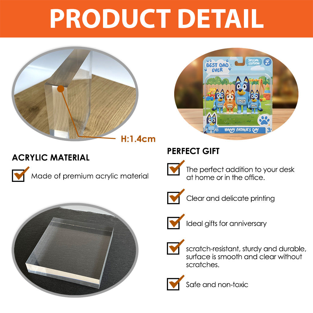 Best Blue Dad Ever - Personalized Blue Dog Custom Shaped Acrylic Plaque