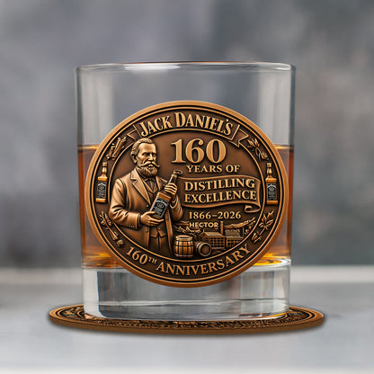 Whiskey 160th Anniversary - Personalized Old Whiskey Glass & Coaster