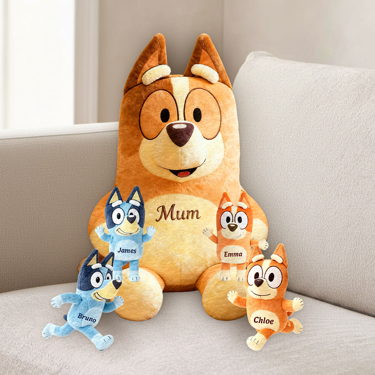 Best Mum Ever - Personalized Blue Dog Premium Faux Fur Pillow