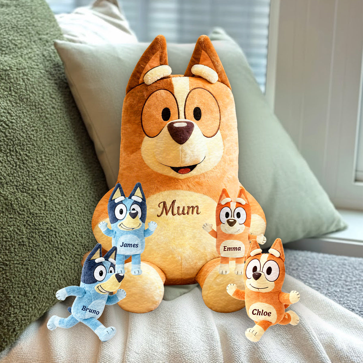 Best Mum Ever - Personalized Blue Dog Premium Faux Fur Pillow