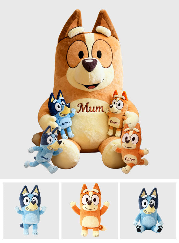 Best Mum Ever - Personalized Blue Dog Premium Faux Fur Pillow