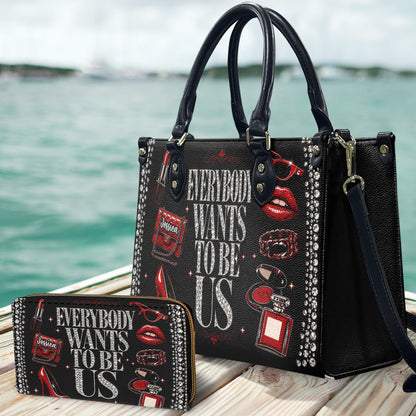 Everyone Want To Be Us - Personalized Star Fleet Leather Handbag & Leather Long Wallet