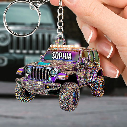 Sparkle Rhinestone Car - Personalized Car Keychain