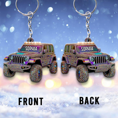 Sparkle Rhinestone Car - Personalized Car Keychain