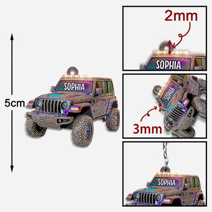 Sparkle Rhinestone Car - Personalized Car Keychain
