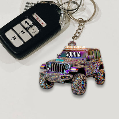 Sparkle Rhinestone Car - Personalized Car Keychain