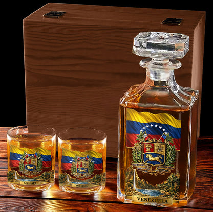 Stand Strong Venezuela - Personalized Expats Whiskey Decanter Set