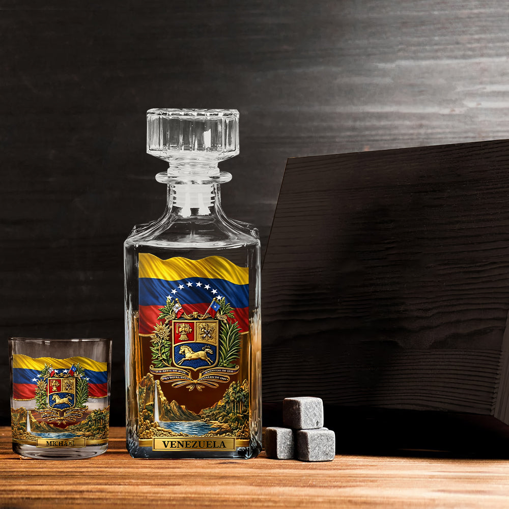 Stand Strong Venezuela - Personalized Expats Whiskey Decanter Set