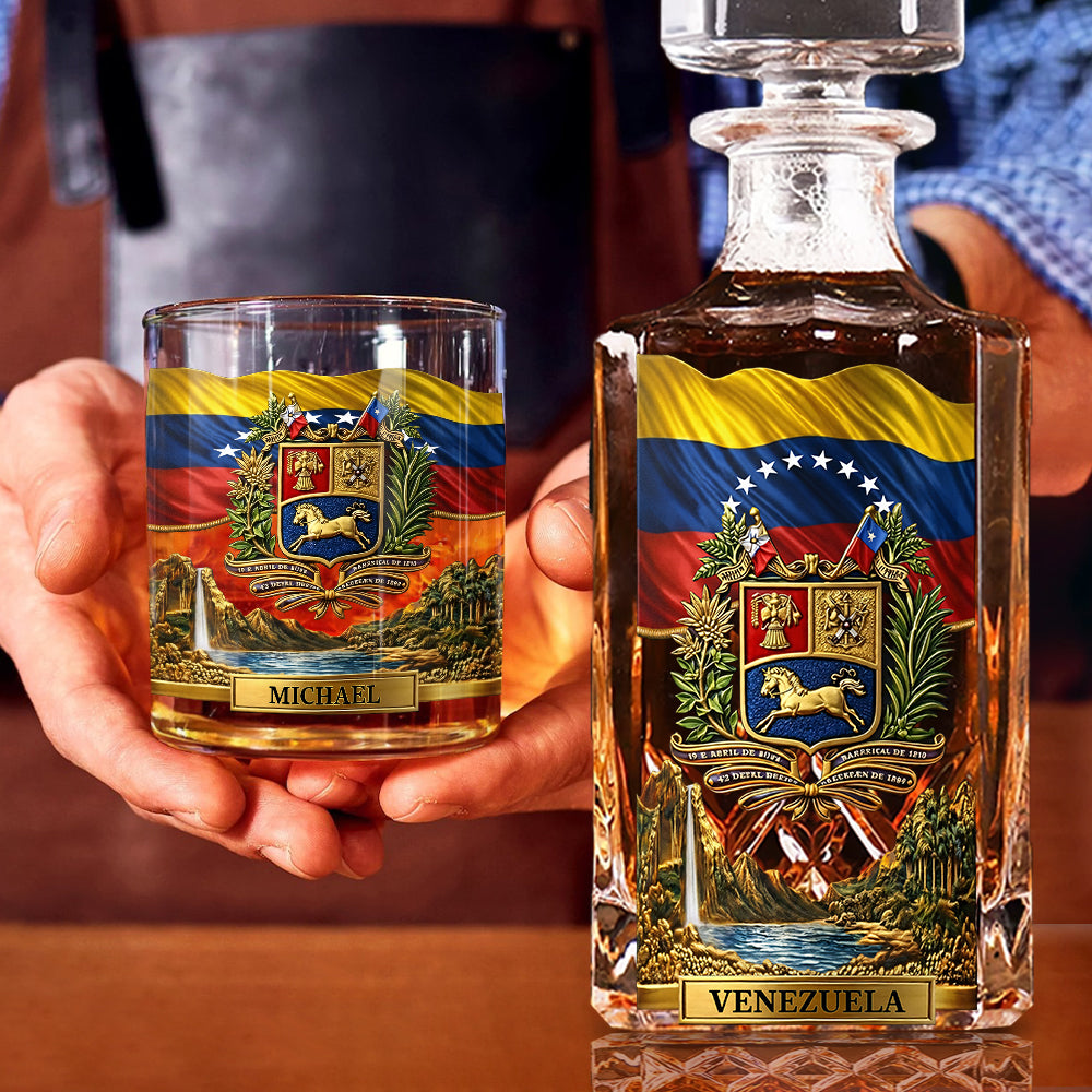 Stand Strong Venezuela - Personalized Expats Whiskey Decanter Set