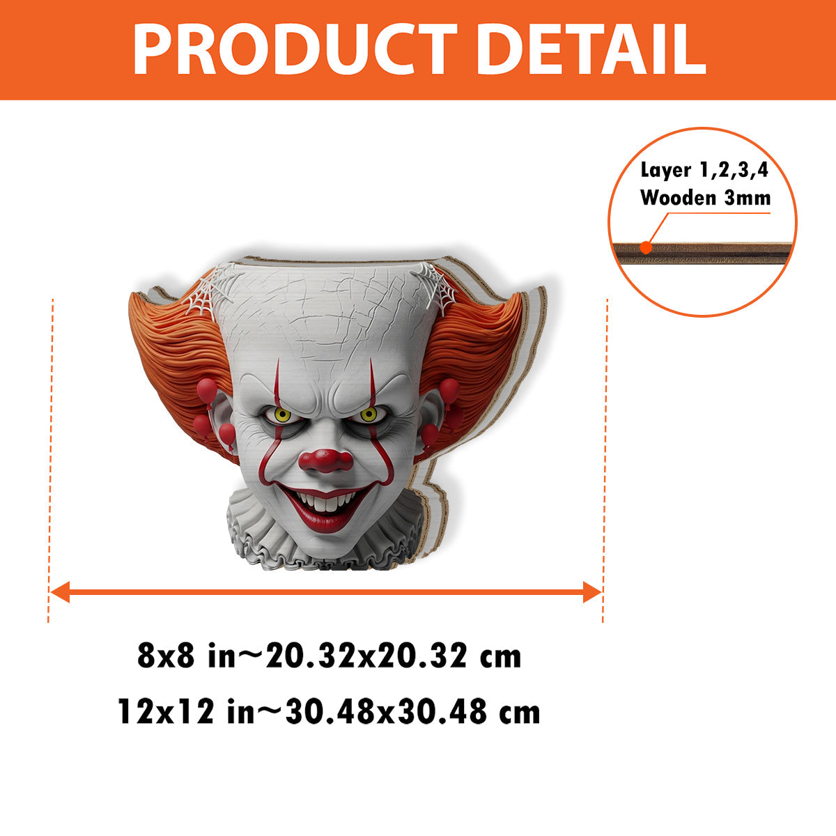 Scary Head - Personalized Horror Character Wooden Desk Organizer