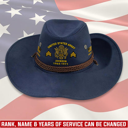 Strong Veteran - Personalized Veteran Wide Brim Cowboy Hat