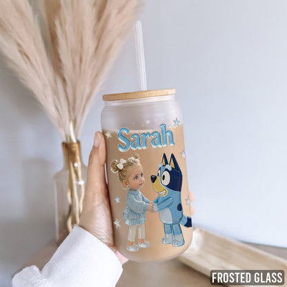 Custom Any Photo - Personalized Blue Dog Can Glass