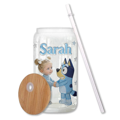 Custom Any Photo - Personalized Blue Dog Can Glass