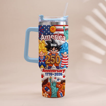 Powered Anime USA 250th Anniversary - Personalized Seven Balls Tumbler With Handle