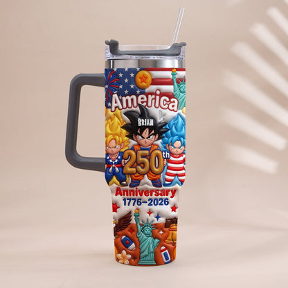 Powered Anime USA 250th Anniversary - Personalized Seven Balls Tumbler With Handle