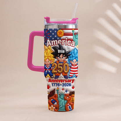 Powered Anime USA 250th Anniversary - Personalized Seven Balls Tumbler With Handle