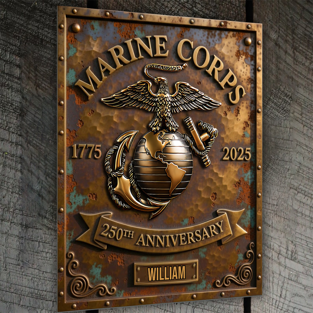250th Anniversary - Personalized Veteran Cut Metal Sign