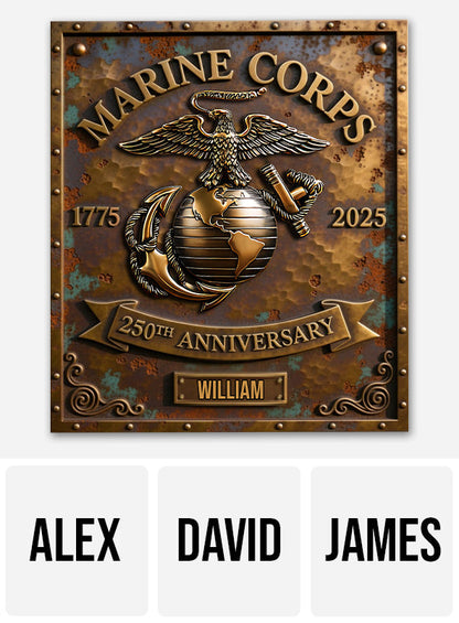 250th Anniversary - Personalized Veteran Cut Metal Sign