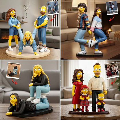 Custom Yellow Skin People From Real Photos - Personalized Cartoon Family Custom Shaped Acrylic Plaque