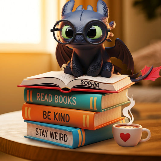 Dragon & Book - Personalized Book Custom Shaped Acrylic Plaque