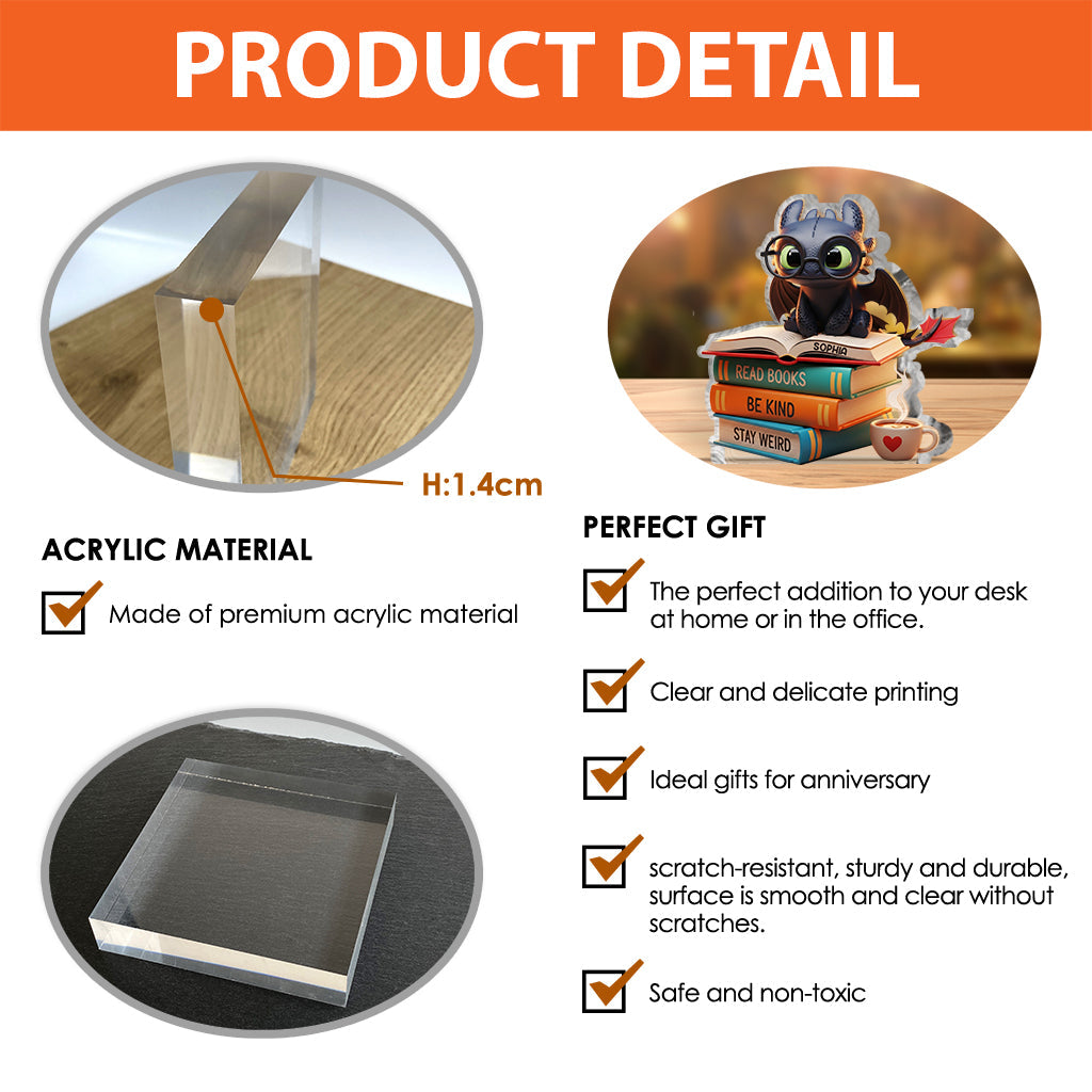 Dragon & Book - Personalized Book Custom Shaped Acrylic Plaque