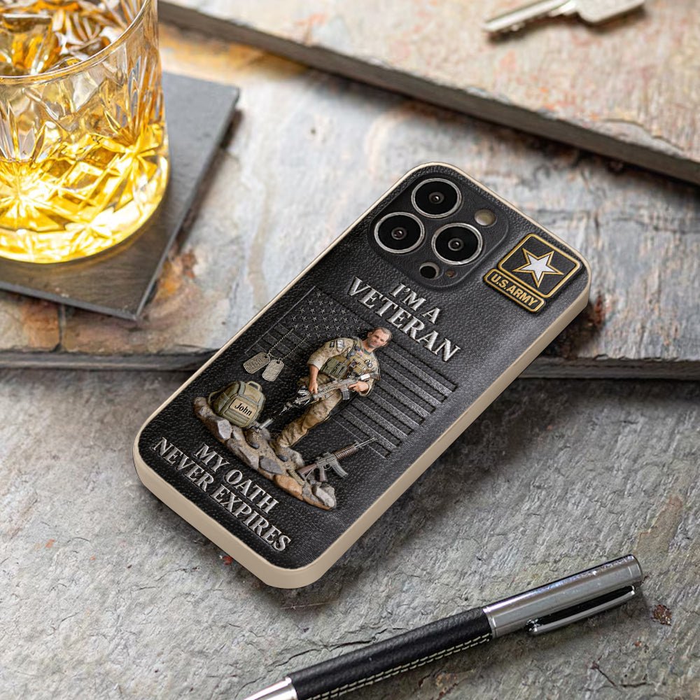 Military Hero - Personalized Veteran 3D Embossed Leather Phone Case