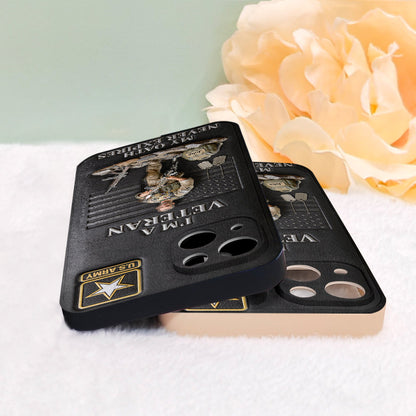 Military Hero - Personalized Veteran 3D Embossed Leather Phone Case