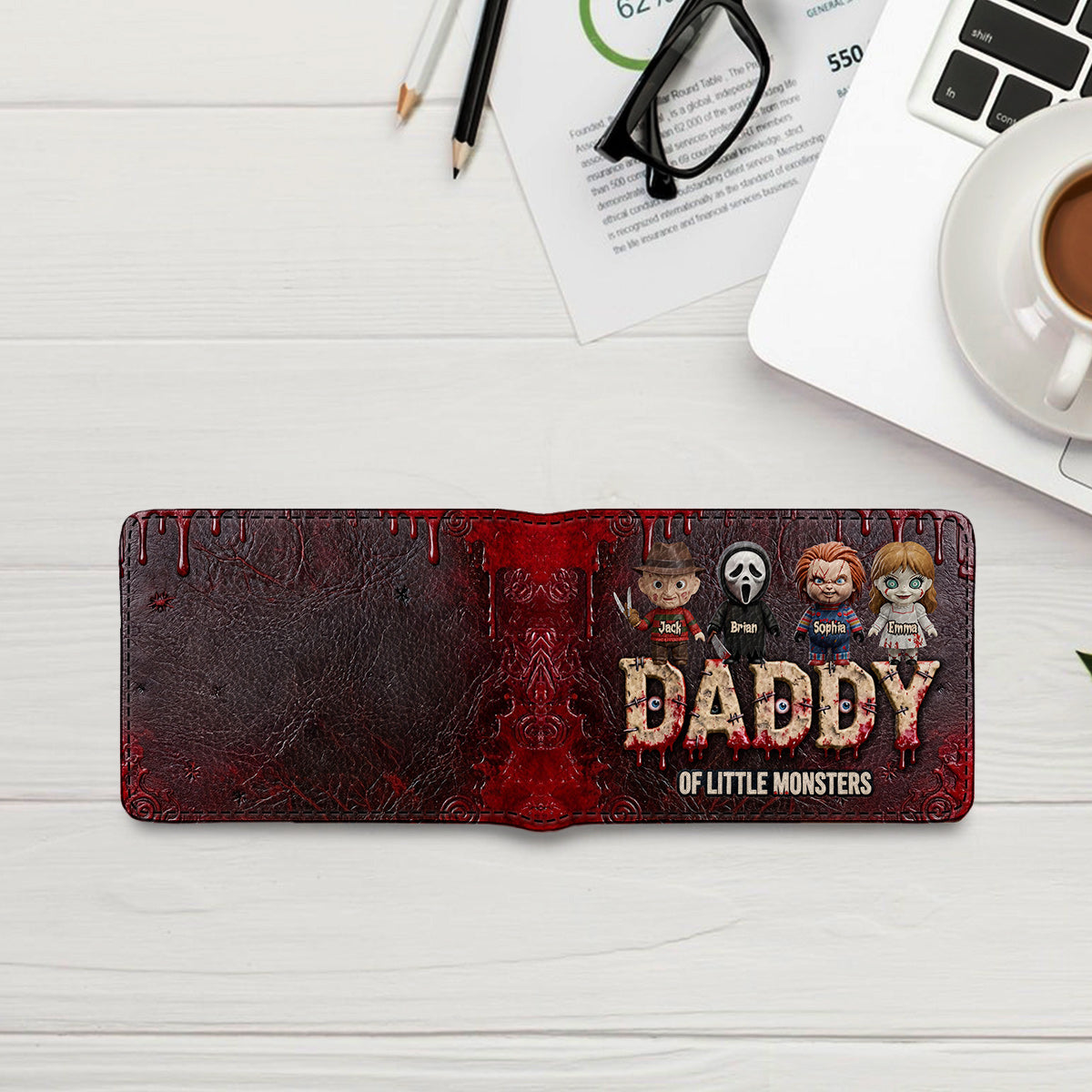 Daddy Of Little Horrors - Personalized Horror Character Leather Wallet