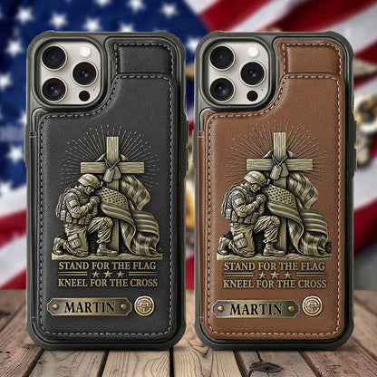 Kneel For The Cross - Personalized Veteran Wallet Phone Case