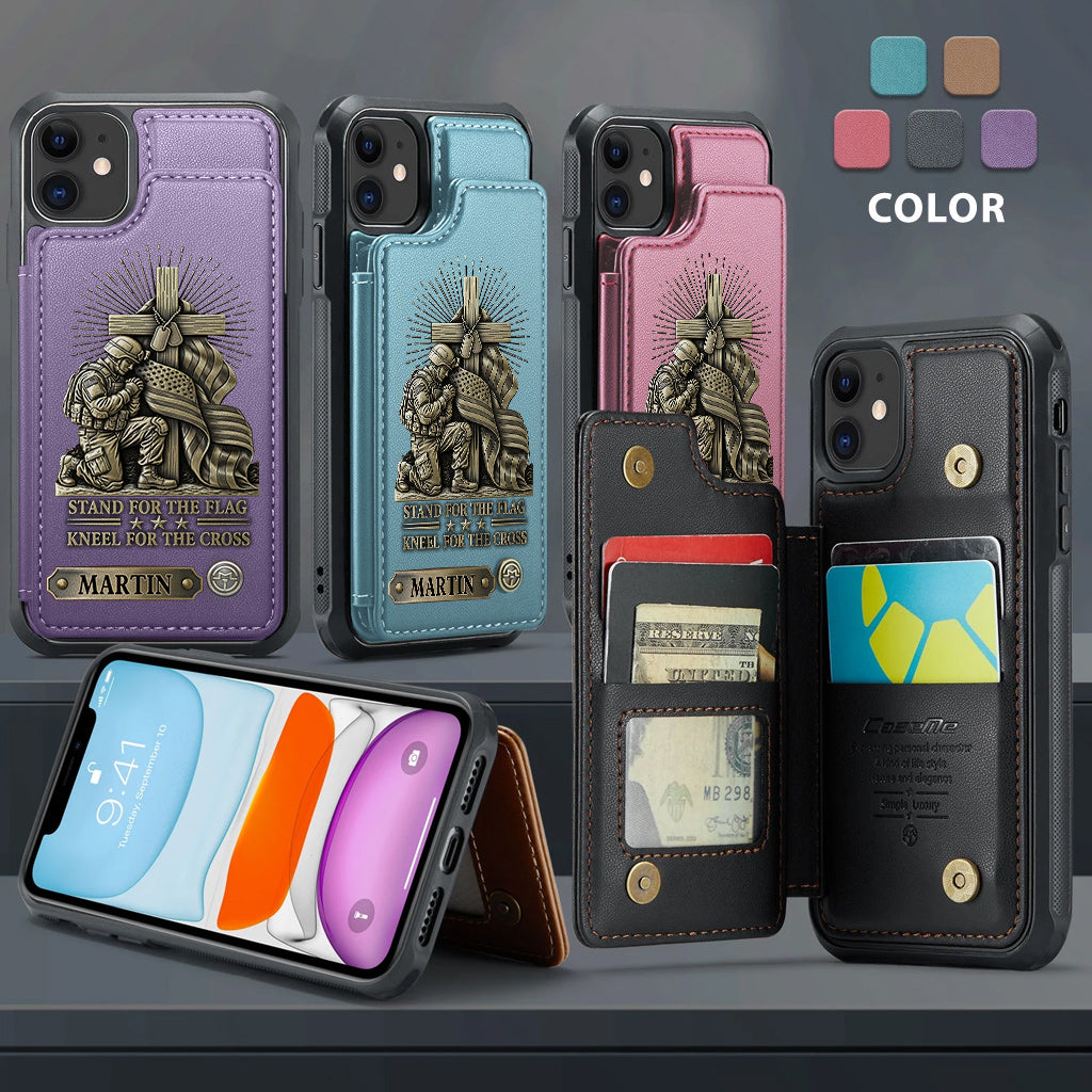 Kneel For The Cross - Personalized Veteran Wallet Phone Case