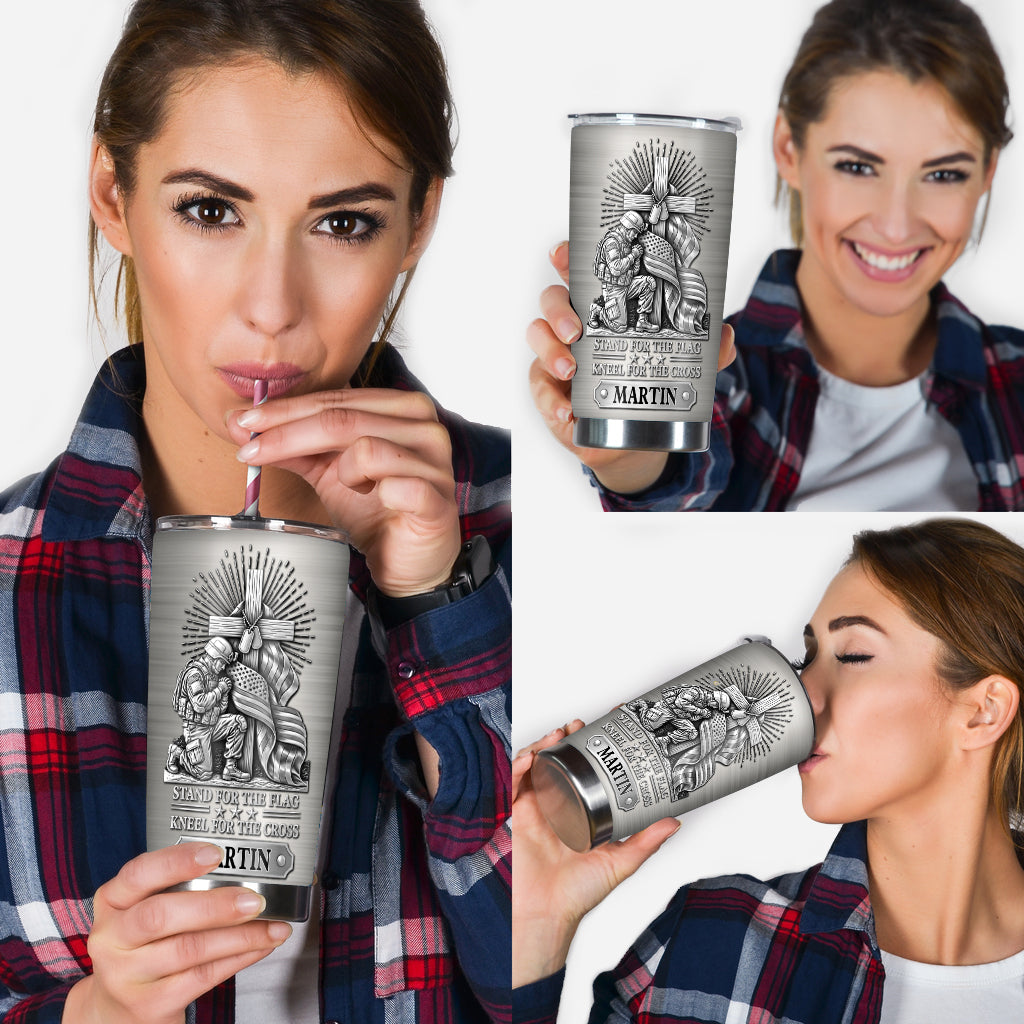 Kneel For The Cross - Personalized Veteran Tumbler
