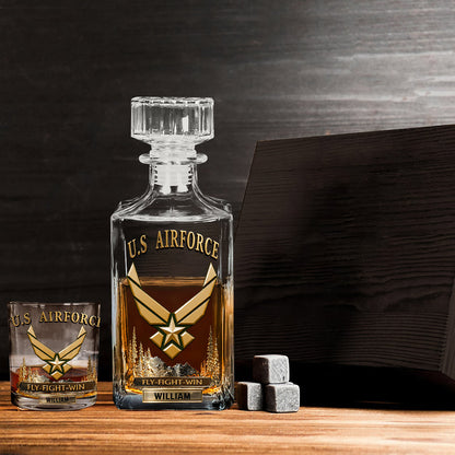 Fly-Fight-Win - Personalized Veteran Whiskey Decanter Set