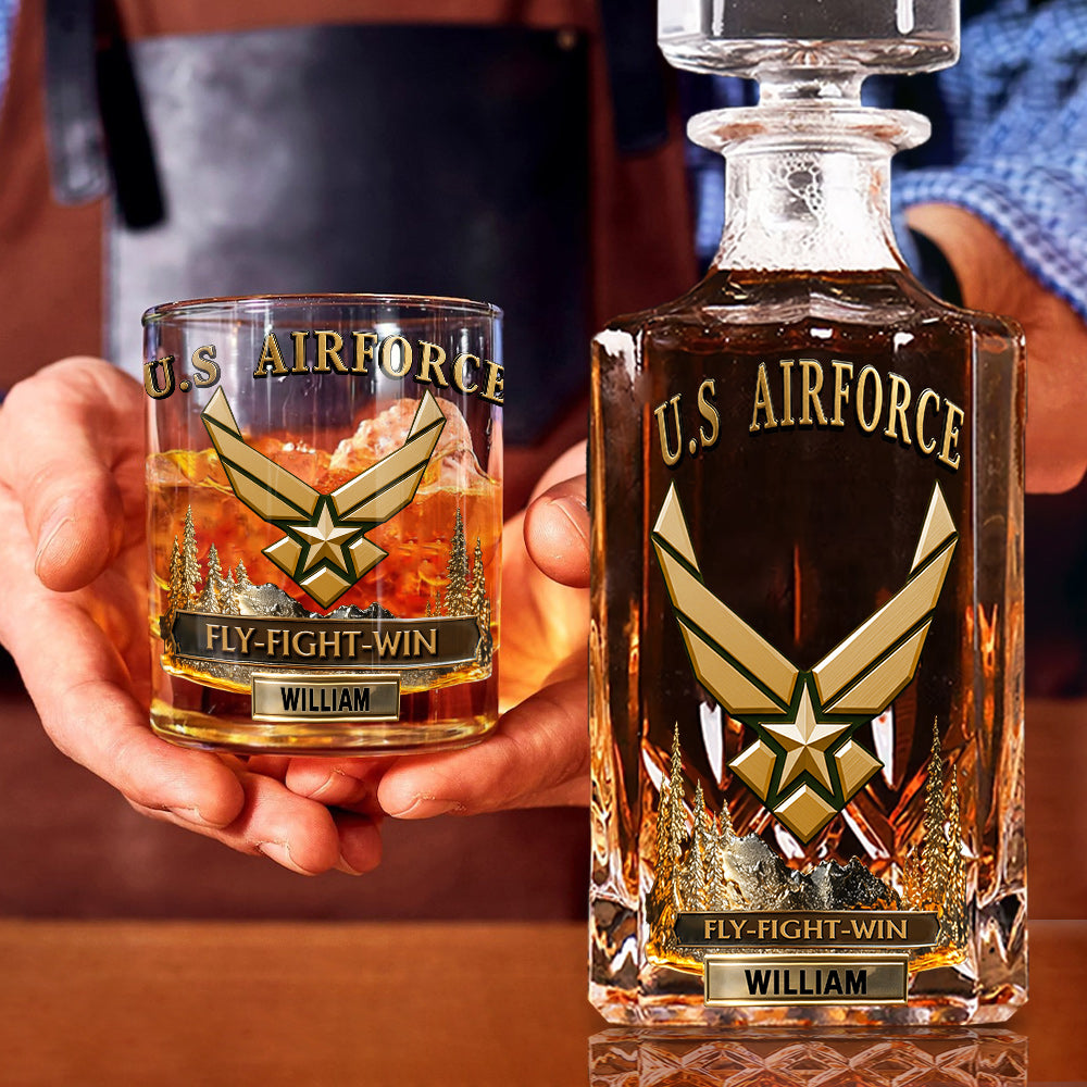 Fly-Fight-Win - Personalized Veteran Whiskey Decanter Set