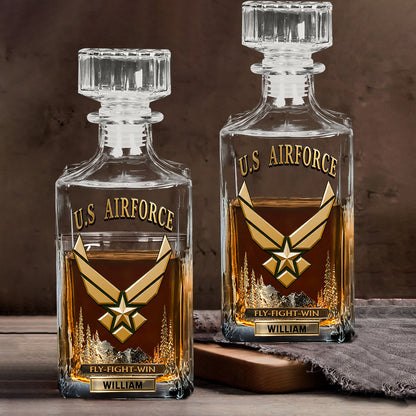 Fly-Fight-Win - Personalized Veteran Whiskey Decanter Set