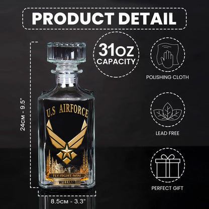 Fly-Fight-Win - Personalized Veteran Whiskey Decanter Set