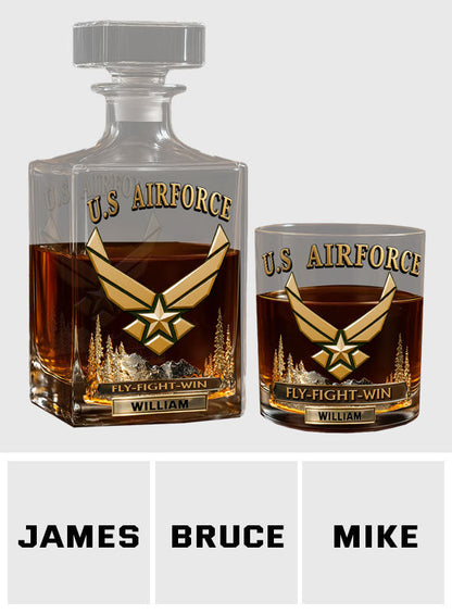 Fly-Fight-Win - Personalized Veteran Whiskey Decanter Set