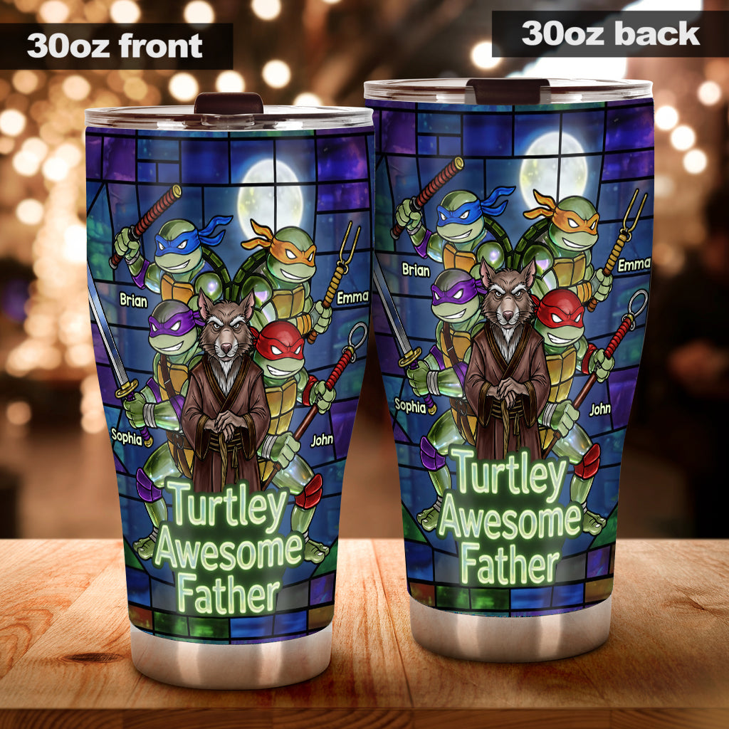 Turtley Awesome Father - Personalized Green Turtles Tumbler
