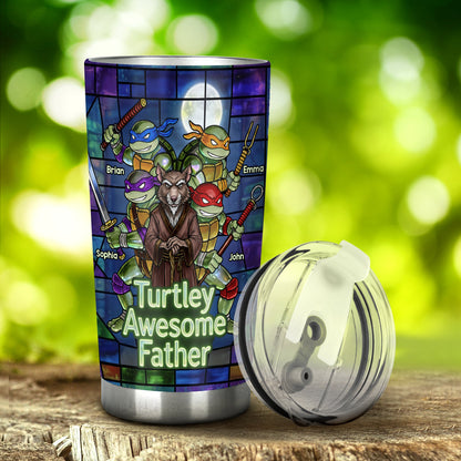 Turtley Awesome Father - Personalized Green Turtles Tumbler