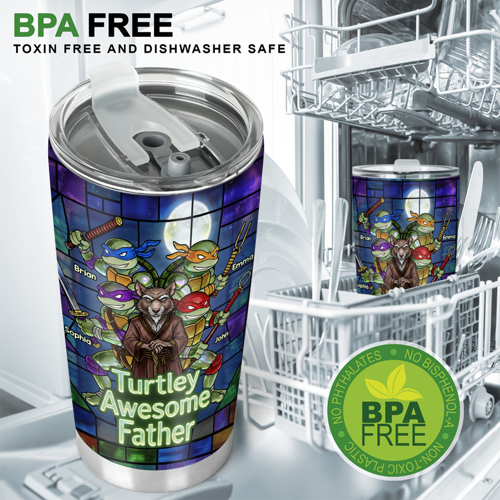 Turtley Awesome Father - Personalized Green Turtles Tumbler