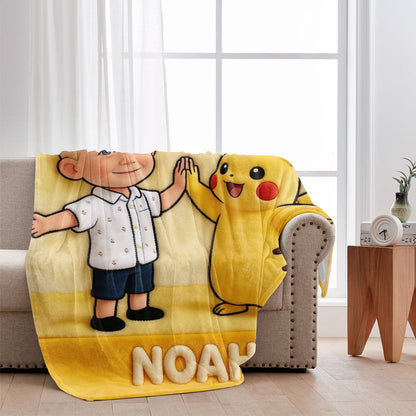 Cute Yellow Pika Mouse - Personalized Monster Trainer Blanket