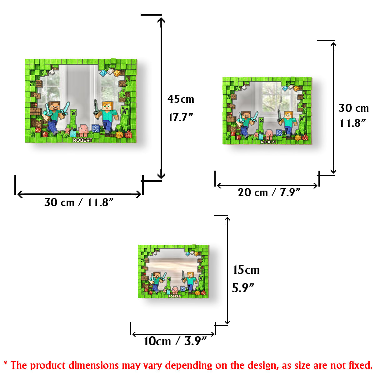 Cool Block Man - Personalized Block World Wall Hanging Mirror