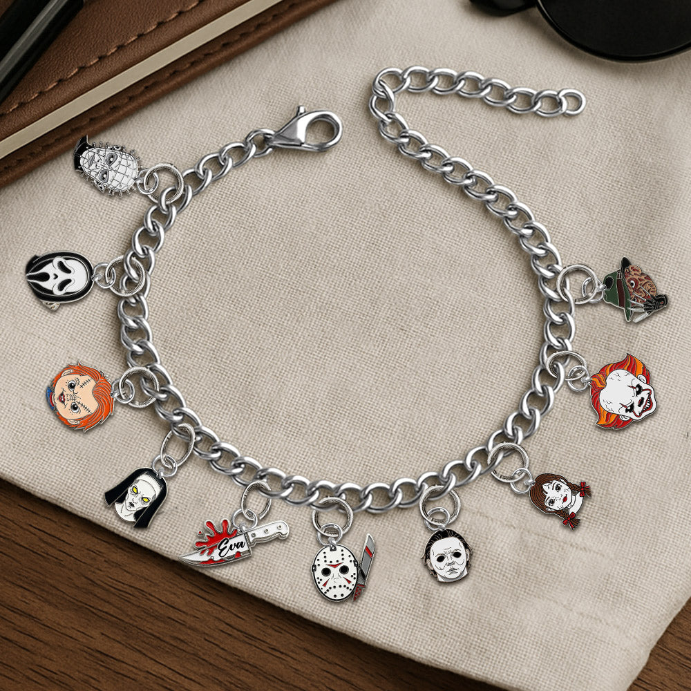 Horror On The Wrist - Personalized Horror Character Bracelet With Charms