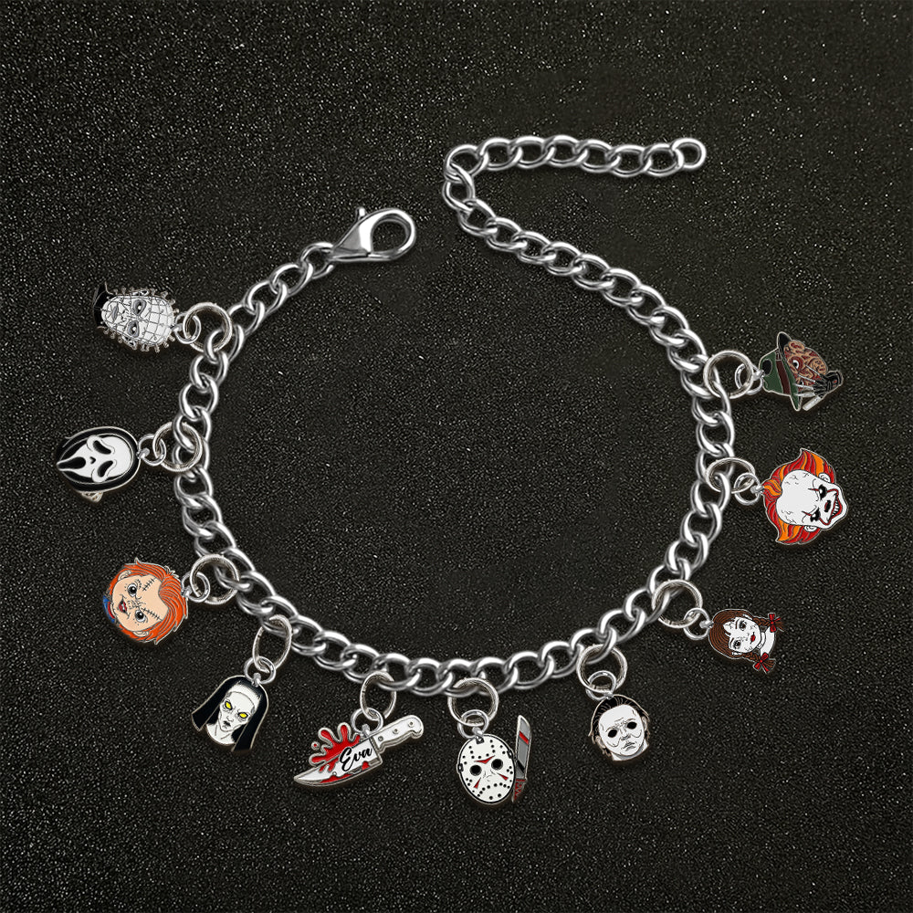 Horror On The Wrist - Personalized Horror Character Bracelet With Charms