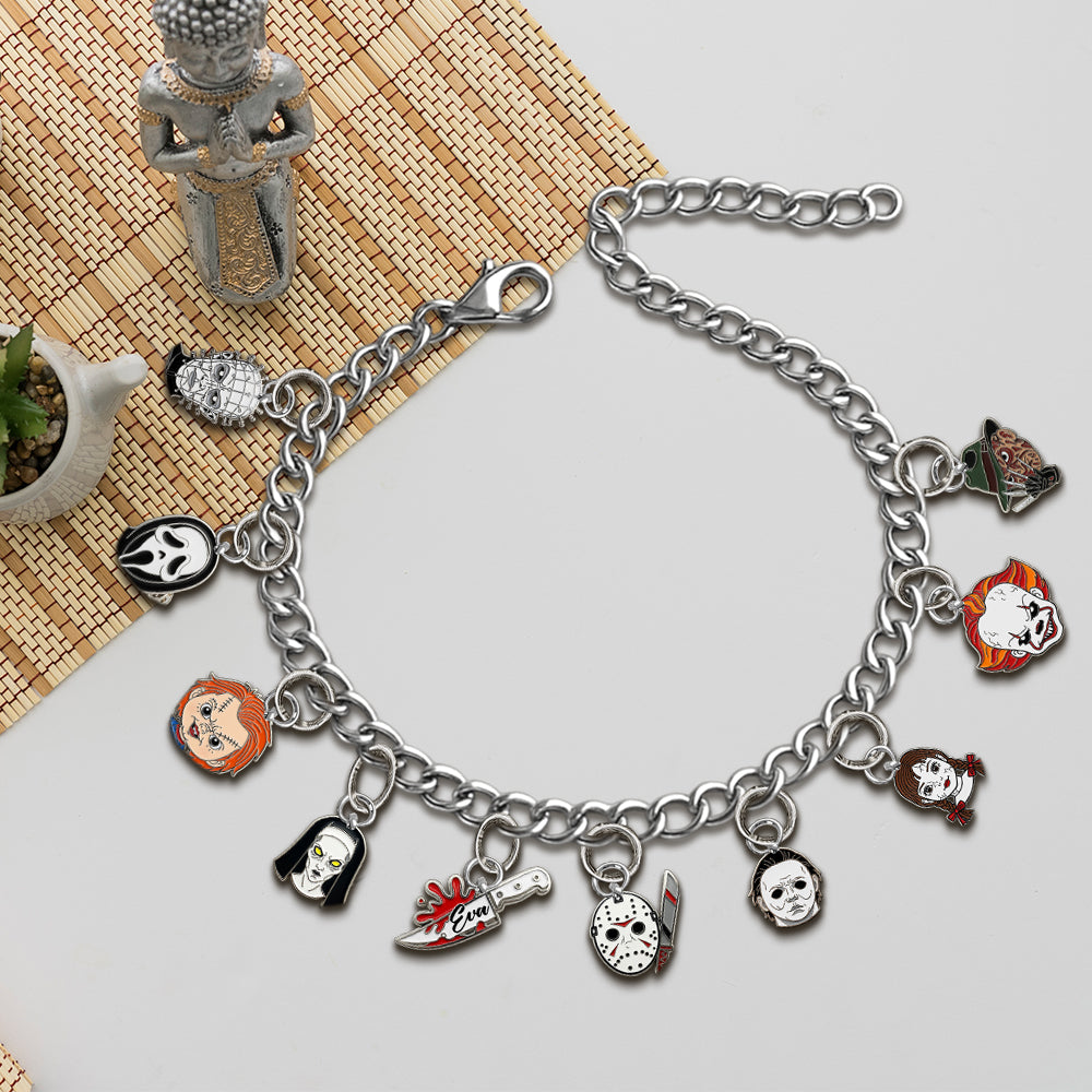 Horror On The Wrist - Personalized Horror Character Bracelet With Charms