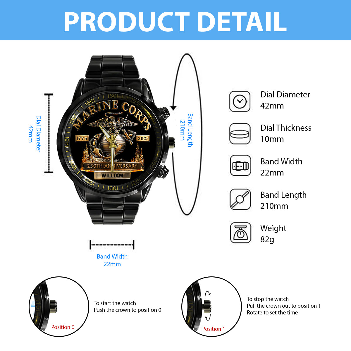 250th Anniversary - Personalized Veteran Hand Watch