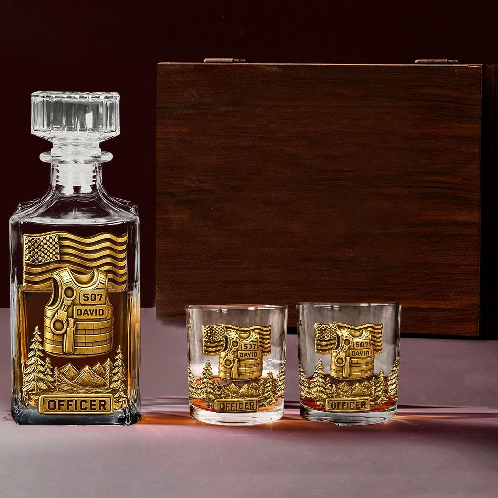 Police Officer - Personalized Police Officer Whiskey Decanter Set